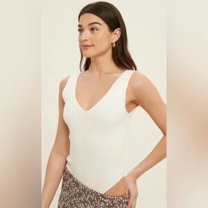 Wishlist Brooklyn Ribbed Bodysuit Tan size M